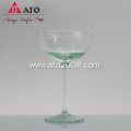 Green hammer effect drinking glass set wine glass